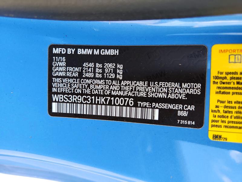 Продаж на аукціоні авто 2017 Bmw M4, vin: WBS3R9C31HK710076, номер лоту: 67493796