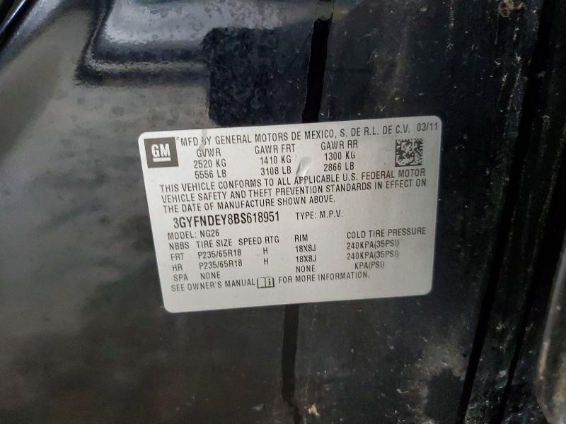 2011 Cadillac Srx მანქანა იყიდება აუქციონზე, vin: 3GYFNDEY8BS618951, აუქციონის ნომერი: 70781376