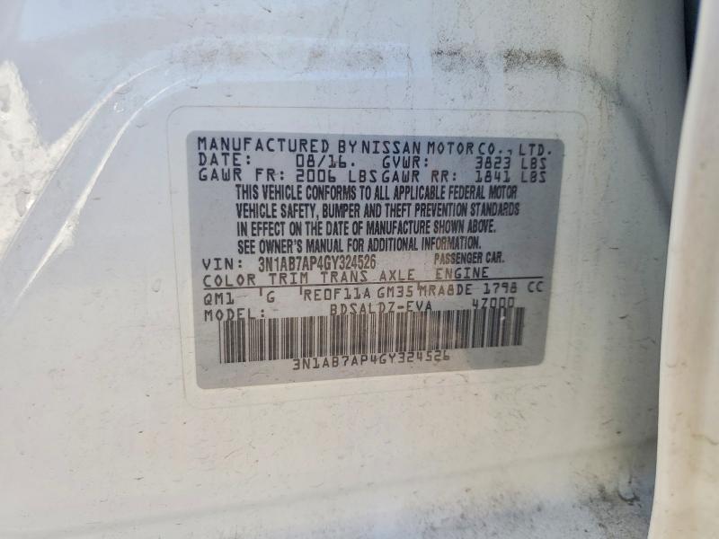 Aukcja sprzedaży 2016 Nissan Sentra, vin: 3N1AB7AP4GY324526, numer aukcji: 70566846