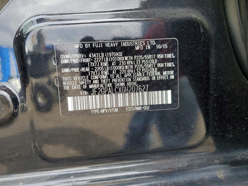 2016 Subaru Crosstrek მანქანა იყიდება აუქციონზე, vin: JF2GPALCXGH207627, აუქციონის ნომერი: 69186616