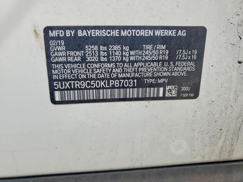 2019 Bmw X3 მანქანა იყიდება აუქციონზე, vin: 5UXTR9C50KLP87031, აუქციონის ნომერი: 70111336