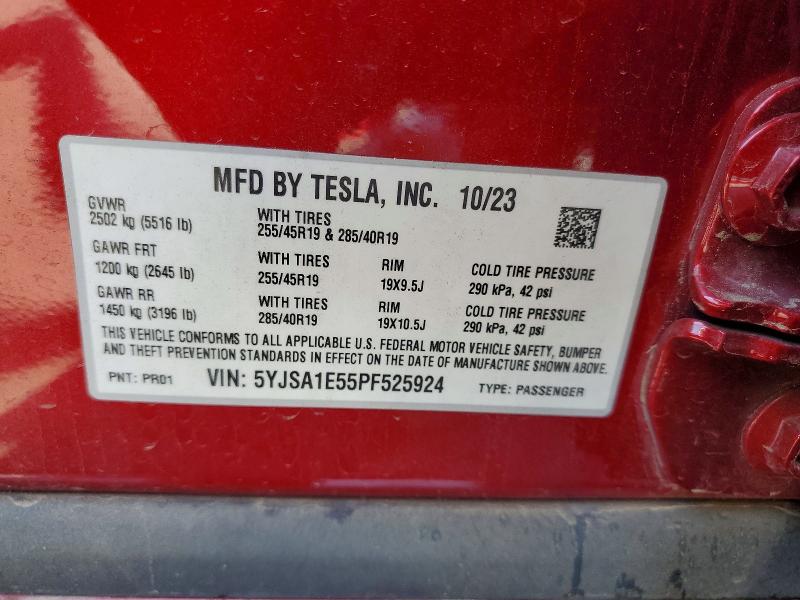 Продажа на аукционе авто 2023 Tesla Model S, vin: 5YJSA1E55PF525924, номер лота: 68300026
