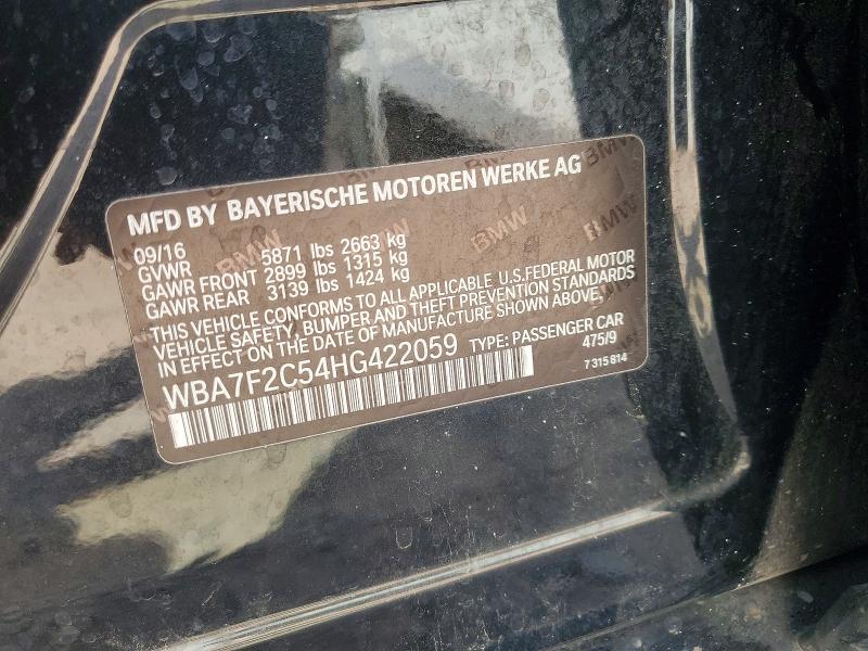 68046696 :رقم المزاد ، WBA7F2C54HG422059 vin ، 2017 Bmw 750 مزاد بيع