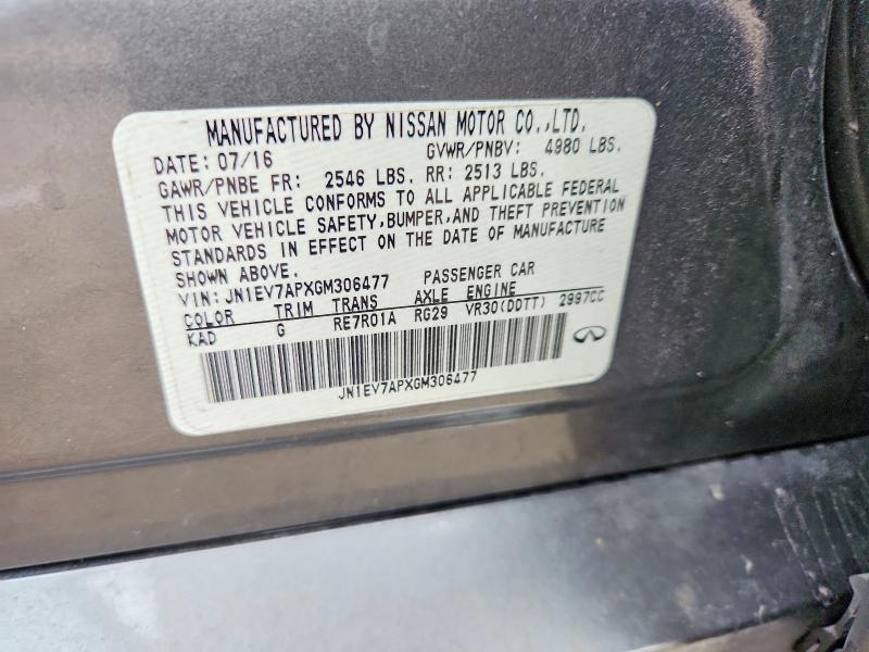 Продажа на аукционе авто 2016 Infiniti Q50, vin: JN1EV7APXGM306477, номер лота: 67660376