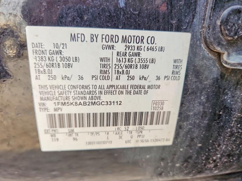 Aukcja sprzedaży 2021 Ford Explorer, vin: 1FM5K8AB2MGC33112, numer aukcji: 69610946