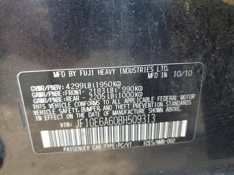 Aukcja sprzedaży 2011 Subaru Impreza, vin: JF1GE6A60BH509313, numer aukcji: 69408256