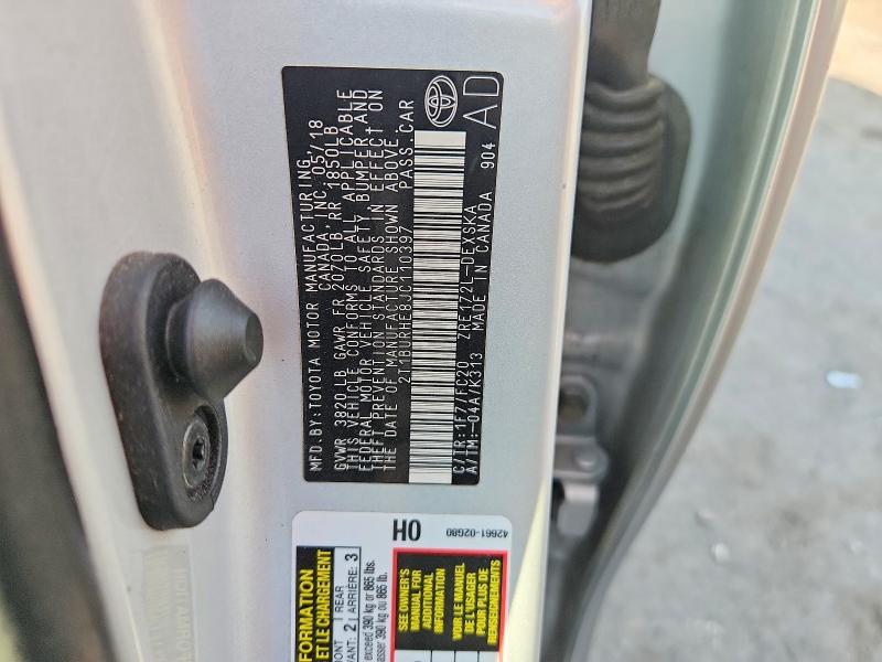 69620006 :رقم المزاد ، 2T1BURHE8JC110397 vin ، 2018 Toyota Corolla مزاد بيع