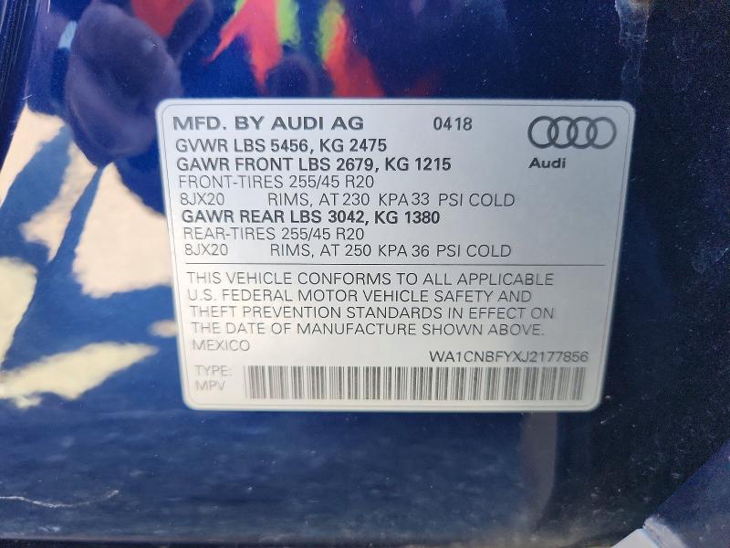 Aukcja sprzedaży 2018 Audi Q5, vin: WA1CNBFYXJ2177856, numer aukcji: 67788996