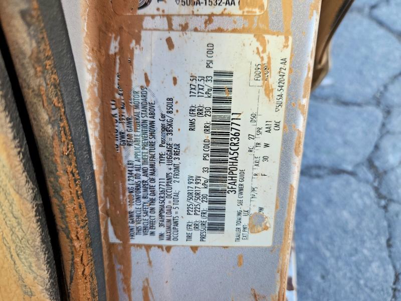 Auction sale of the 2012 Ford Fusion, vin: 3FAHP0HA5CR367711, lot number: 68935436