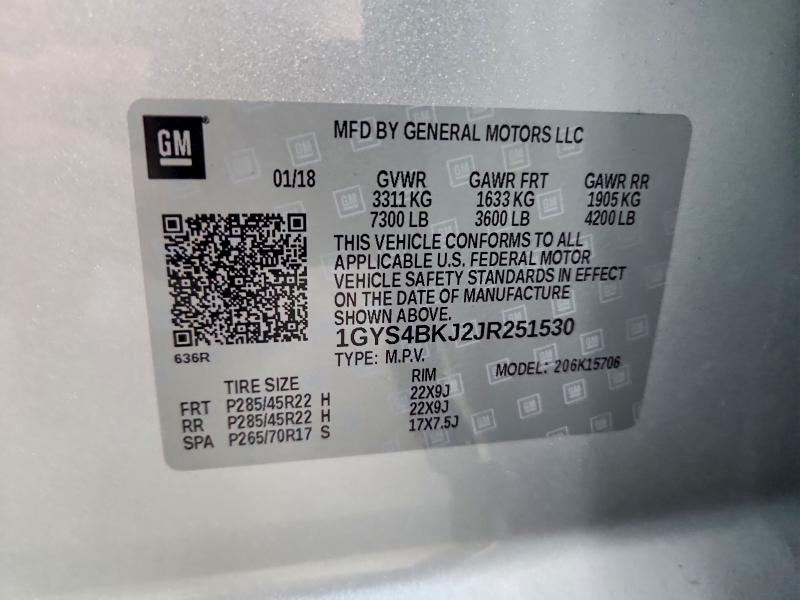 2018 Cadillac Escalade მანქანა იყიდება აუქციონზე, vin: 1GYS4BKJ2JR251530, აუქციონის ნომერი: 67913296