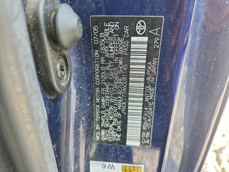 2006 Scion Tc მანქანა იყიდება აუქციონზე, vin: JTKDE177460081145, აუქციონის ნომერი: 68228136