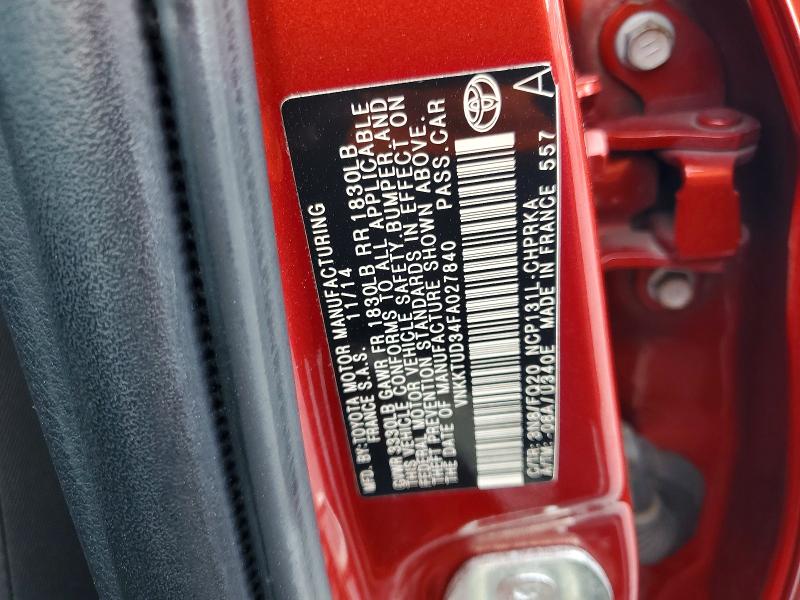 69044316 :رقم المزاد ، VNKKTUD34FA027840 vin ، 2015 Toyota Yaris مزاد بيع