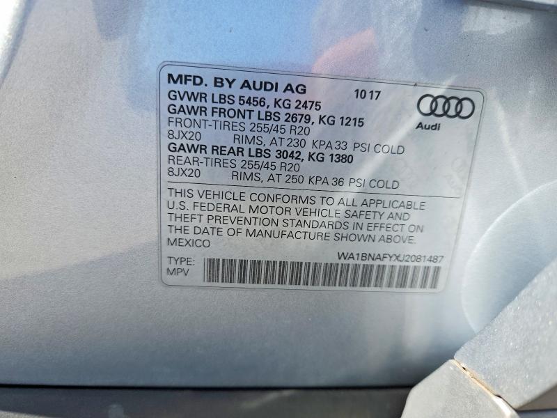 68914826 :رقم المزاد ، WA1BNAFYXJ2081487 vin ، 2018 Audi Q5 مزاد بيع