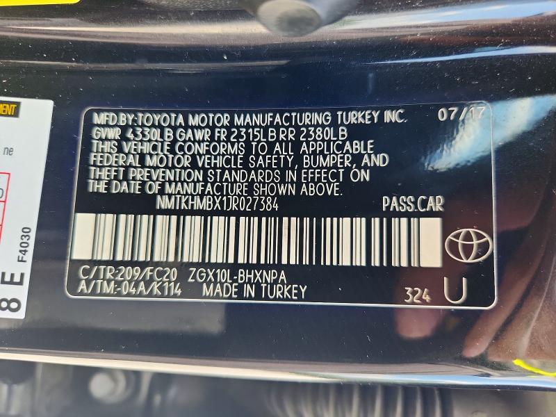 Продажа на аукционе авто 2018 Toyota C-hr, vin: NMTKHMBX1JR027384, номер лота: 69688126