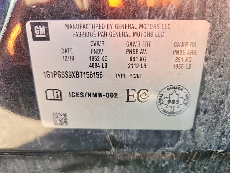 Aukcja sprzedaży 2011 Chevrolet Cruze, vin: 1G1PG5S9XB7158156, numer aukcji: 67887556