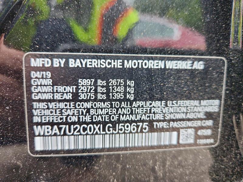 68435956 :رقم المزاد ، WBA7U2C0XLGJ59675 vin ، 2020 Bmw 750 مزاد بيع