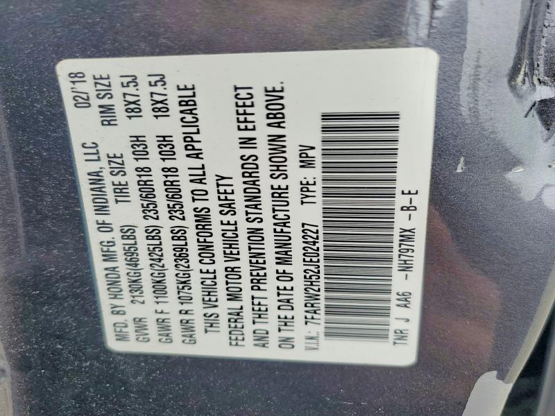2018 Honda Cr-v მანქანა იყიდება აუქციონზე, vin: 7FARW2H52JE024227, აუქციონის ნომერი: 67700596