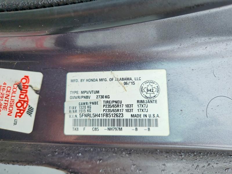 2015 Honda Odyssey მანქანა იყიდება აუქციონზე, vin: 5FNRL5H41FB512623, აუქციონის ნომერი: 67248656