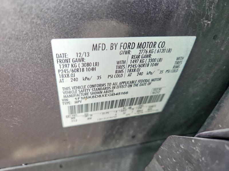 Продаж на аукціоні авто 2014 Ford Explorer, vin: 1FM5K8D8XEGB45166, номер лоту: 67811346