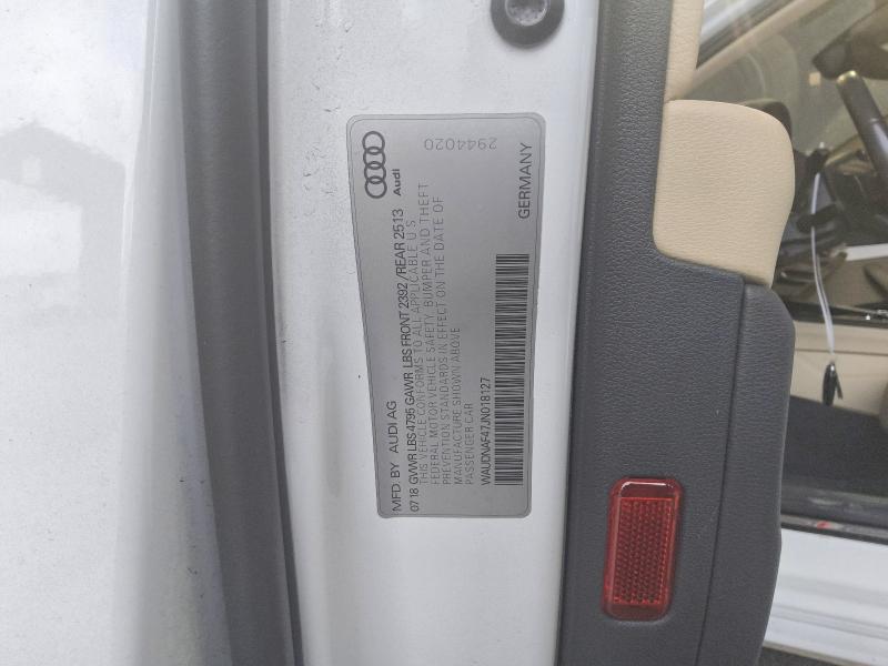 69095256 :رقم المزاد ، WAUDNAF47JN018127 vin ، 2018 Audi A4 مزاد بيع