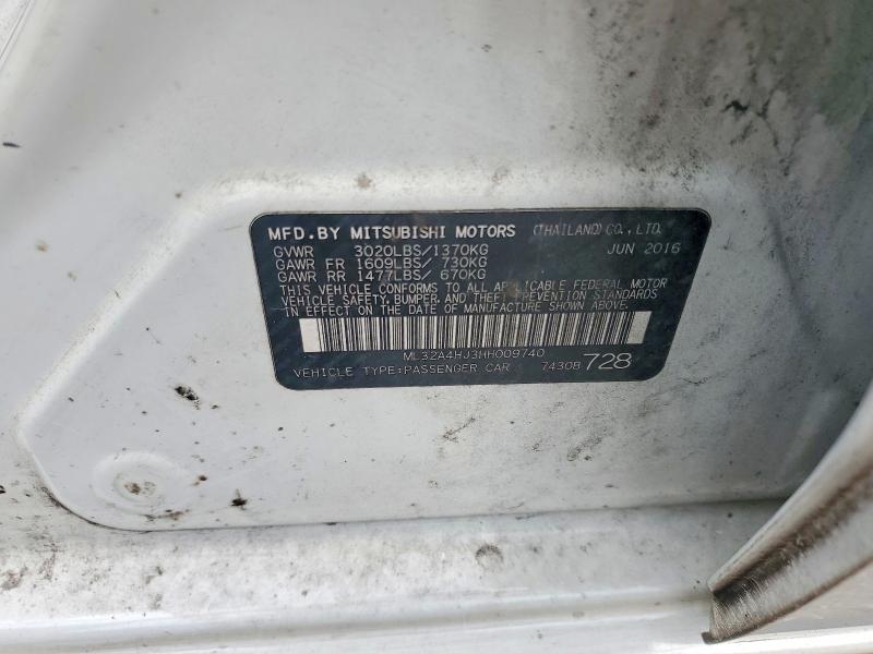Aukcja sprzedaży 2017 Mitsubishi Mirage, vin: ML32A4HJ3HH009740, numer aukcji: 67529526