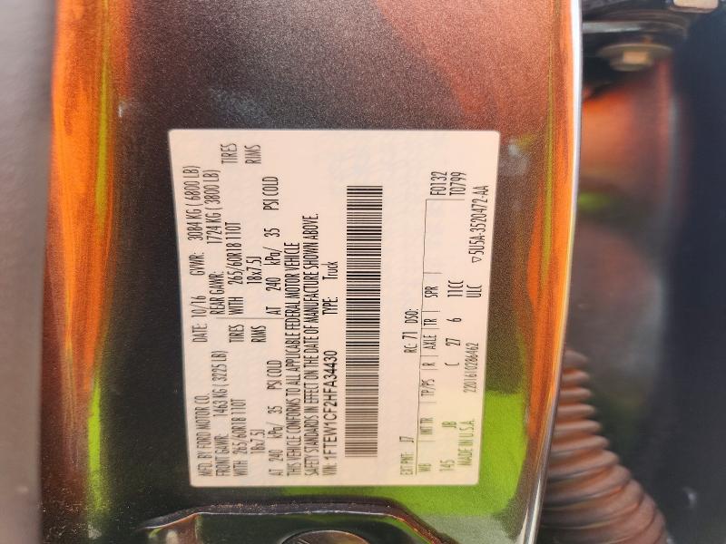 2017 Ford F150 მანქანა იყიდება აუქციონზე, vin: 1FTEW1CF2HFA34430, აუქციონის ნომერი: 70309376