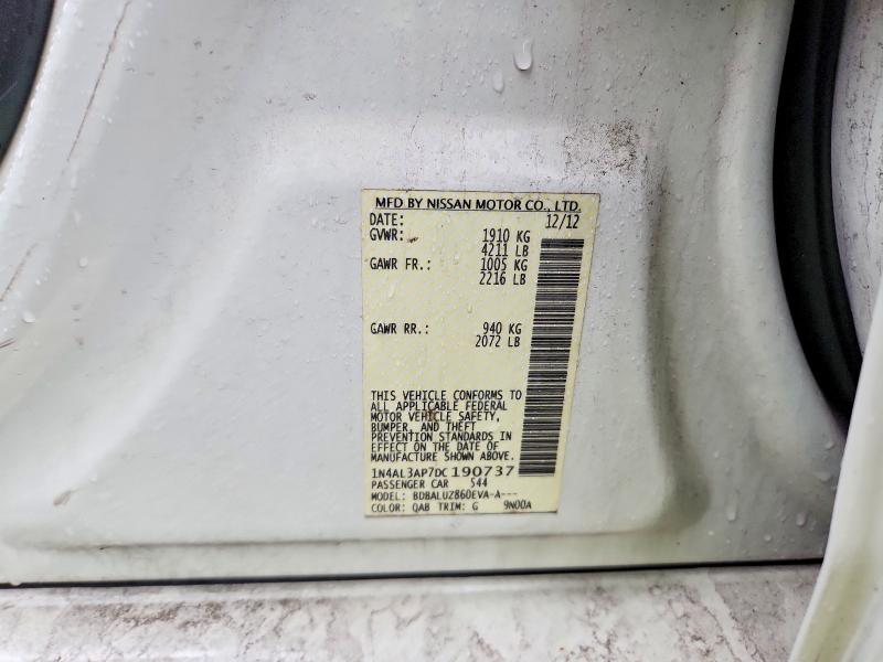 2013 Nissan Altima მანქანა იყიდება აუქციონზე, vin: 1N4AL3AP7DC190737, აუქციონის ნომერი: 69797156