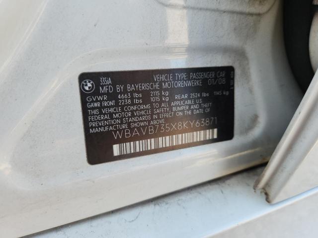 Продажа на аукционе авто 2008 Bmw 335, vin: WBAVB735X8KY63871, номер лота: 65526986