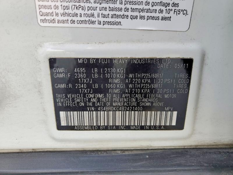 Продажа на аукционе авто 2011 Subaru Outback, vin: 4S4BRDKC4B2421400, номер лота: 69387336