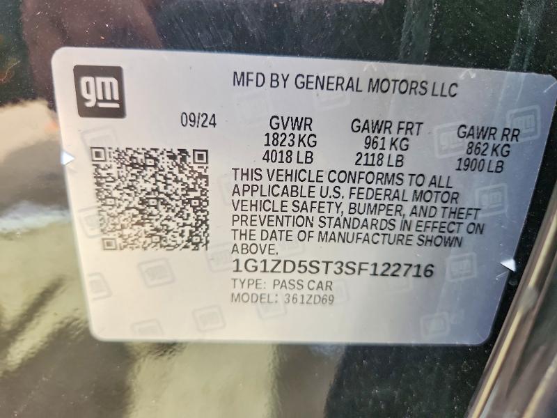 68210036 :رقم المزاد ، 1G1ZD5ST3SF122716 vin ، 2025 Chevrolet Malibu مزاد بيع