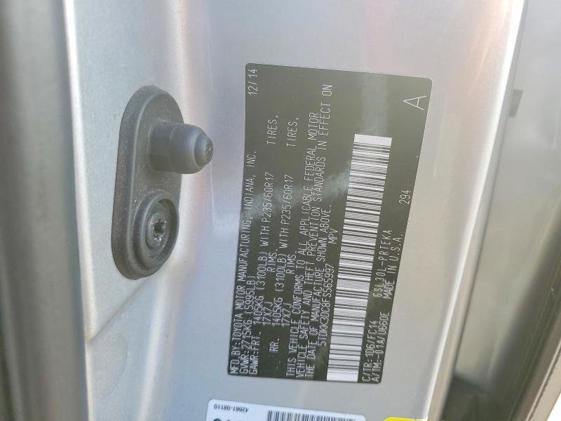 67699156 :رقم المزاد ، 5TDKK3DC8FS565997 vin ، 2015 Toyota Sienna مزاد بيع