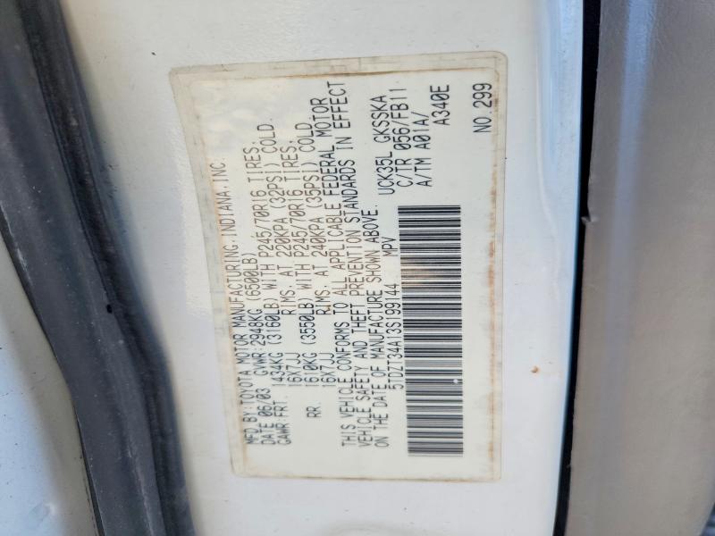 Aukcja sprzedaży 2003 Toyota Sequoia, vin: 5TDZT34A13S199144, numer aukcji: 69675426
