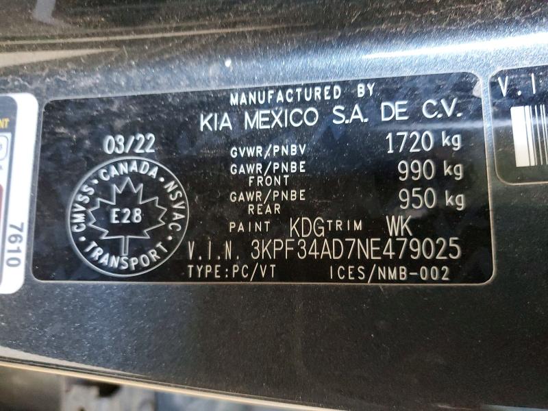 Aukcja sprzedaży 2022 Kia Forte, vin: 3KPF34AD7NE479025, numer aukcji: 70253146