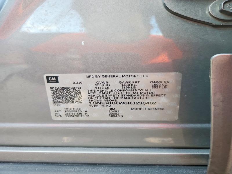 Продаж на аукціоні авто 2019 Chevrolet Traverse, vin: 1GNERKKW6KJ230462, номер лоту: 67490766