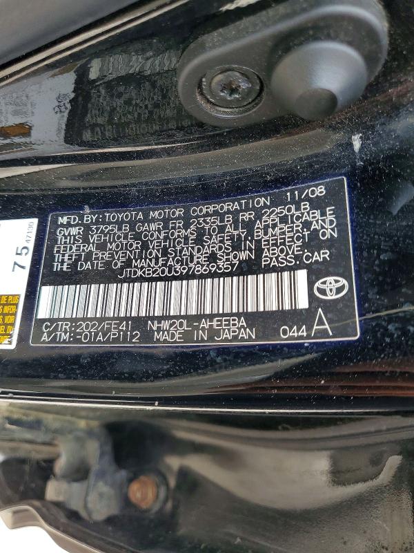 69233666 :رقم المزاد ، JTDKB20U397869357 vin ، 2009 Toyota Prius مزاد بيع