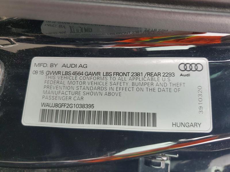67142246 :رقم المزاد ، WAUJ8GFF2G1038395 vin ، 2016 Audi A3 مزاد بيع