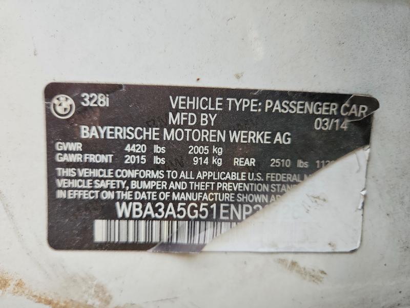 62726736 :رقم المزاد ، WBA3A5G51ENP30726 vin ، 2014 Bmw 328 مزاد بيع