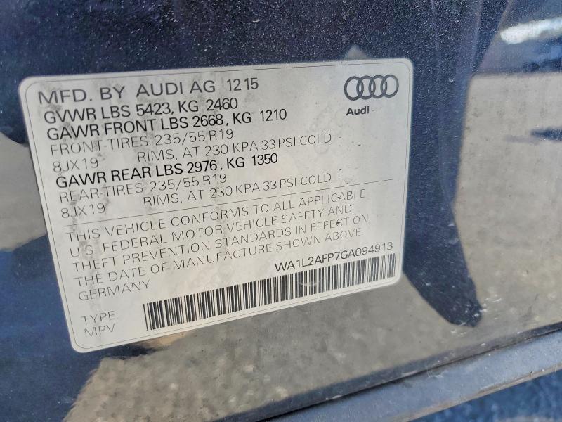 68423386 :رقم المزاد ، WA1L2AFP7GA094913 vin ، 2016 Audi Q5 مزاد بيع