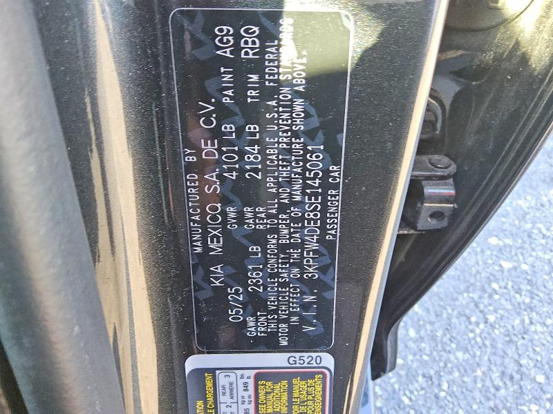 68102996 :رقم المزاد ، 3KPFW4DE8SE145061 vin ، 2025 Kia K4 مزاد بيع