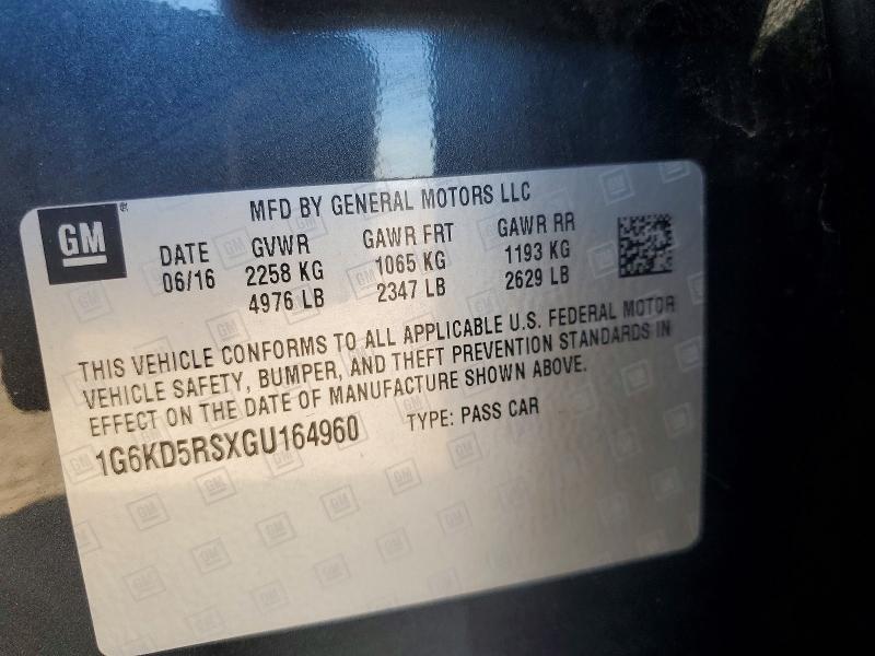 Продаж на аукціоні авто 2016 Cadillac Ct6, vin: 1G6KD5RSXGU164960, номер лоту: 68756376
