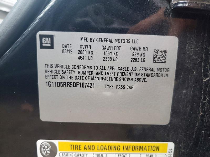 67653006 :رقم المزاد ، 1G11D5RR5DF107421 vin ، 2013 Chevrolet Malibu مزاد بيع