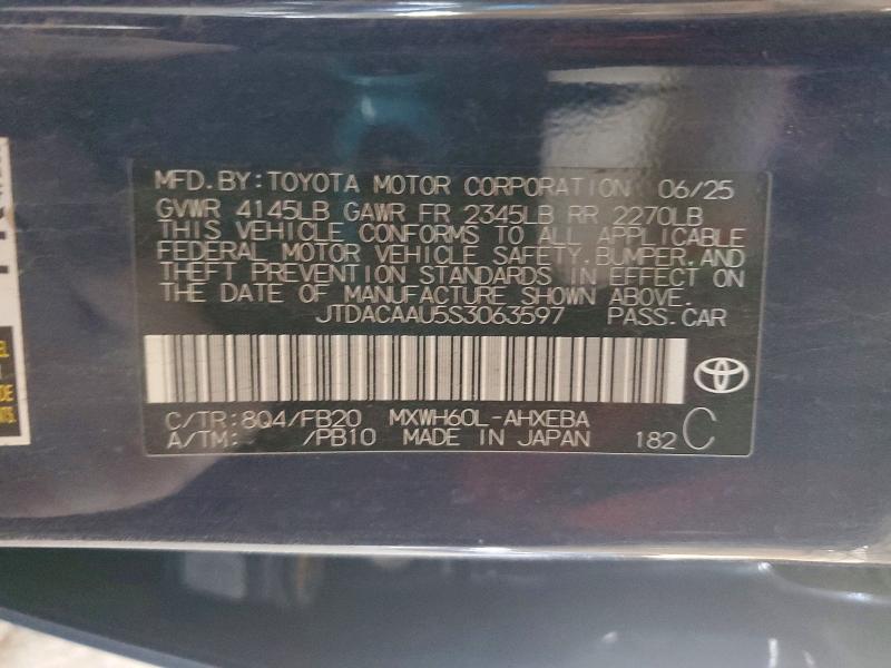 Продаж на аукціоні авто 2025 Toyota Prius, vin: JTDACAAU5S3063597, номер лоту: 68478096