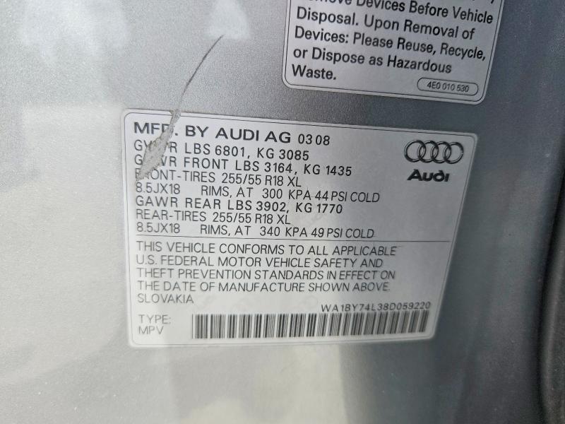 Aukcja sprzedaży 2008 Audi Q7, vin: WA1BY74L38D059220, numer aukcji: 68194416