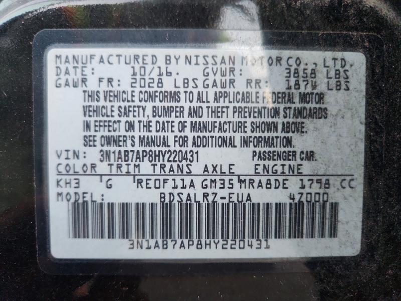 Aukcja sprzedaży 2017 Nissan Sentra, vin: 3N1AB7AP8HY220431, numer aukcji: 68073836