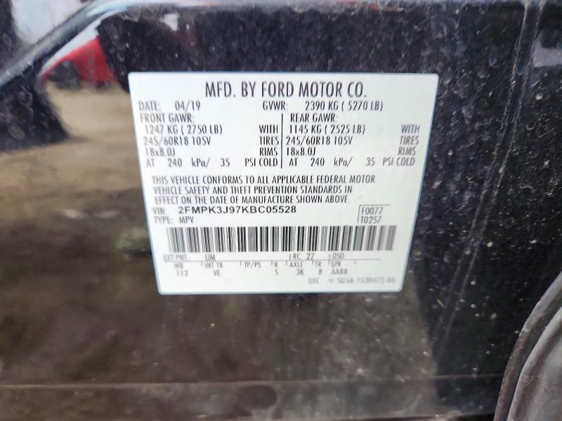 Aukcja sprzedaży 2019 Ford Edge, vin: 2FMPK3J97KBC05528, numer aukcji: 70136186