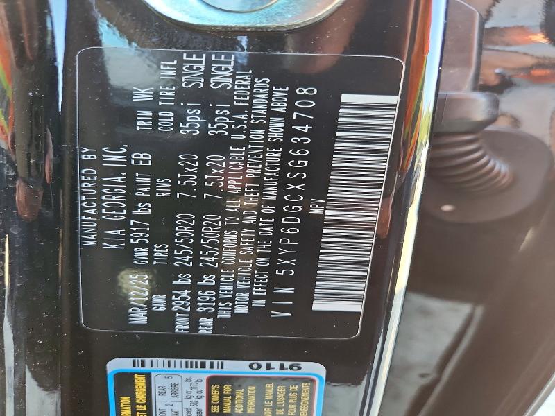68957266 :رقم المزاد ، 5XYP6DGCXSG634708 vin ، 2025 Kia Telluride مزاد بيع