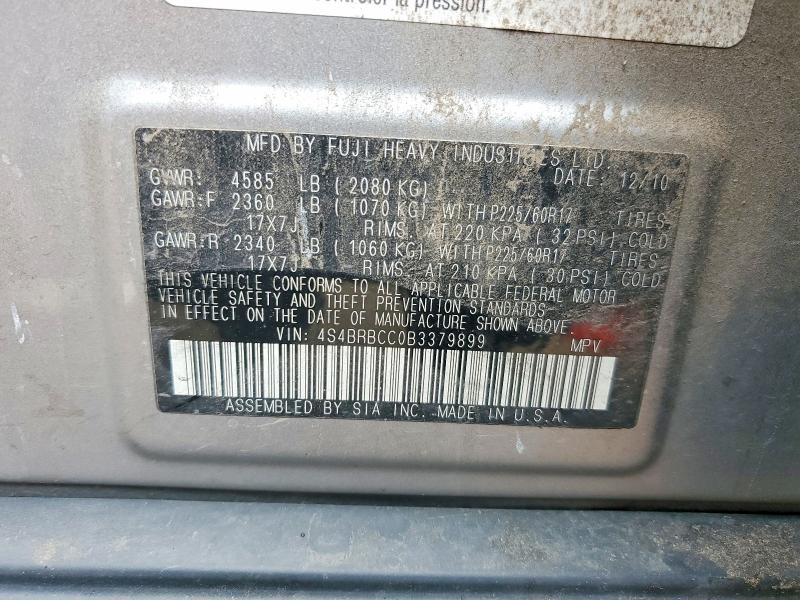 69085656 :رقم المزاد ، 4S4BRBCC0B3379899 vin ، 2011 Subaru Outback مزاد بيع