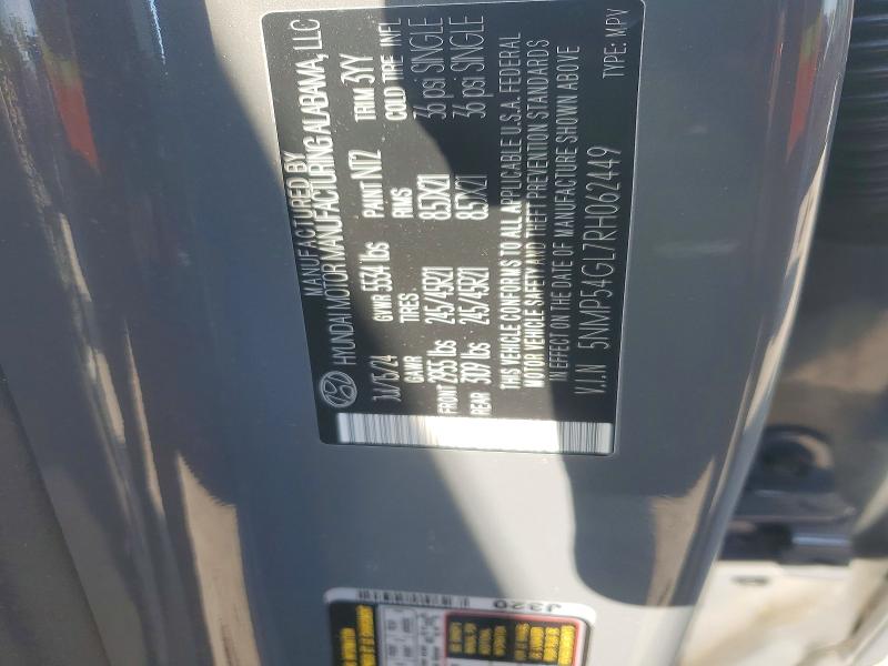 2024 Hyundai Santa Fe მანქანა იყიდება აუქციონზე, vin: 5NMP54GL7RH062449, აუქციონის ნომერი: 65054696