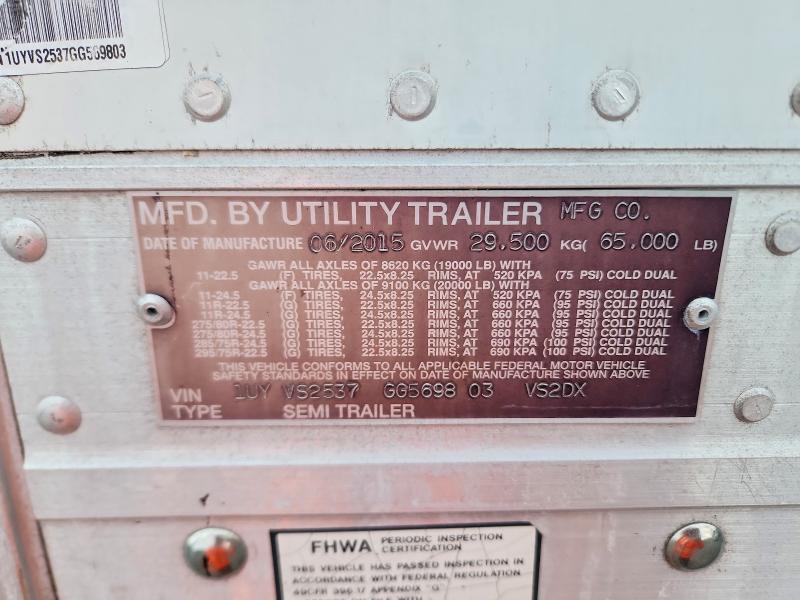 Aukcja sprzedaży 2016 Utility Trailer Trailer, vin: 1UYVS2537GG569803, numer aukcji: 68652826