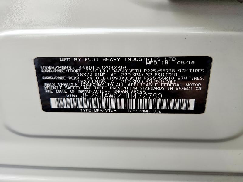 Aukcja sprzedaży 2017 Subaru Forester, vin: JF2SJAWC4HH472780, numer aukcji: 69925026
